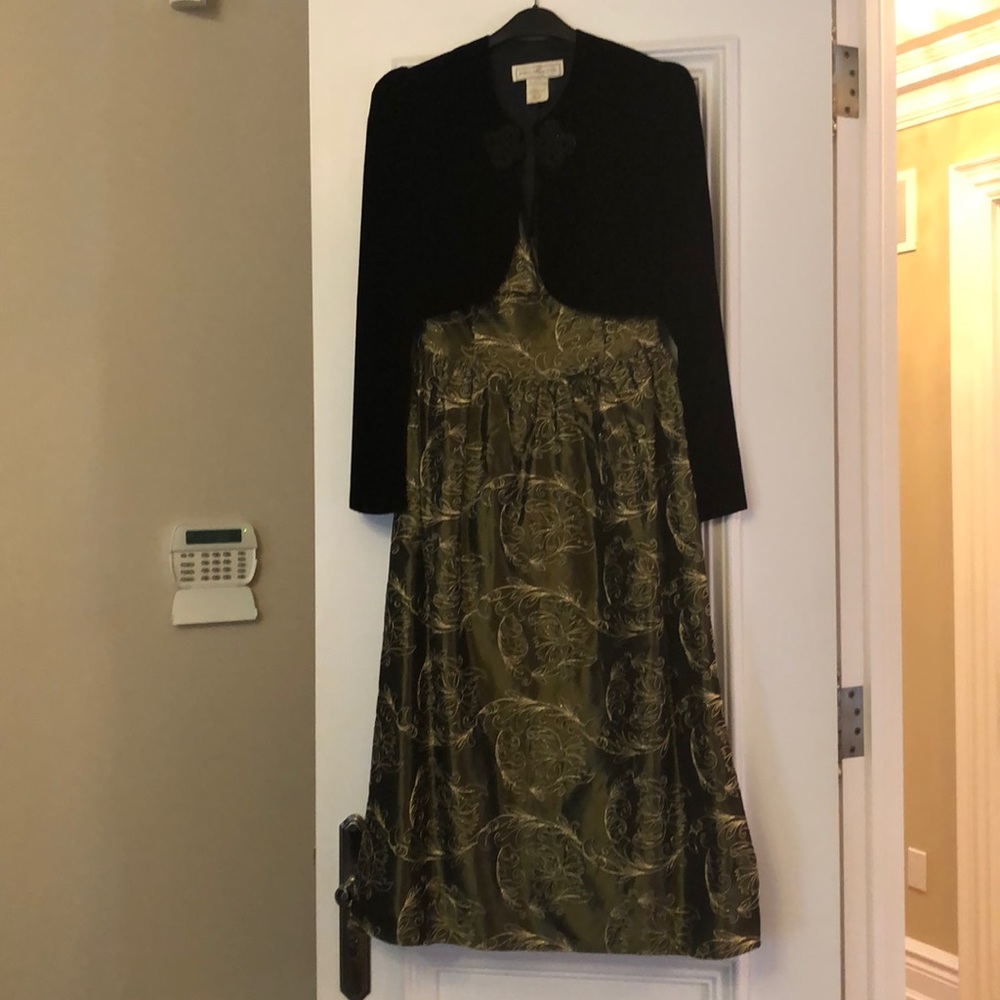 Beautiful evening gown with velvet bolero jacket.